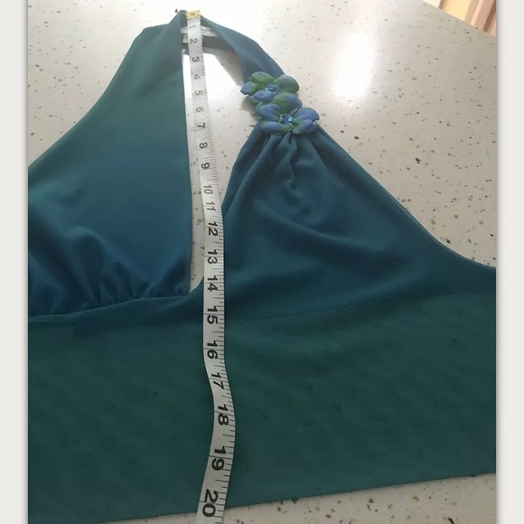 SOLD!!! Ema Savahl Halter Crop Top Flowers Blue Green S/M - Picture 13 of 16
